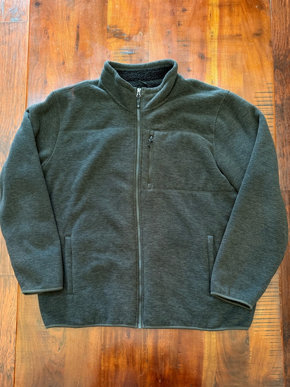 Men's Full-Zip Fleece Jacket - Dark Green